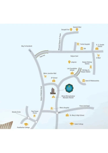 Krishna Square Kalyan East Strategic Location Map opposite Lokgram Entrance